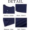 Runcati Mens Henley Shirt Short Sleeve Casual Button Basic Tees Slim Fit Stretch Summer T Shirts(Navy)