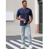 Runcati Mens Henley Shirt Short Sleeve Casual Button Basic Tees Slim Fit Stretch Summer T Shirts(Navy)