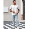 Runcati Mens Henley Shirt Short Sleeve Casual Button Basic Tees Slim Fit Stretch Summer T Shirts(White)