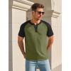 Runcati Mens Henley Shirts Raglan Short Sleeve Casual Baseball Tees Summer Classic Color Block Workout T- Shirts(Army Green)