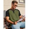 Runcati Mens Henley Shirts Raglan Short Sleeve Casual Baseball Tees Summer Classic Color Block Workout T- Shirts(Army Green)