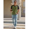 Runcati Mens Henley Shirts Raglan Short Sleeve Casual Baseball Tees Summer Classic Color Block Workout T- Shirts(Army Green)