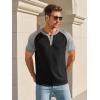 Runcati Mens Henley Shirts Raglan Short Sleeve Casual Baseball Tees Summer Classic Color Block Workout T- Shirts(Black)