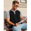 Runcati Mens Henley Shirts Raglan Short Sleeve Casual Baseball Tees Summer Classic Color Block Workout T- Shirts(Black)