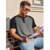 Runcati Mens Henley Shirts Raglan Short Sleeve Casual Baseball Tees Summer Classic Color Block Workout T- Shirts(Dark Grey)