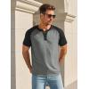 Runcati Mens Henley Shirts Raglan Short Sleeve Casual Baseball Tees Summer Classic Color Block Workout T- Shirts(Dark Grey)