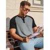 Runcati Mens Henley Shirts Raglan Short Sleeve Casual Baseball Tees Summer Classic Color Block Workout T- Shirts(Gray)