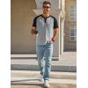 Runcati Mens Henley Shirts Raglan Short Sleeve Casual Baseball Tees Summer Classic Color Block Workout T- Shirts(Gray)