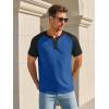 Runcati Mens Henley Shirts Raglan Short Sleeve Casual Baseball Tees Summer Classic Color Block Workout T- Shirts(Navy)