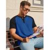 Runcati Mens Henley Shirts Raglan Short Sleeve Casual Baseball Tees Summer Classic Color Block Workout T- Shirts(Navy)
