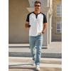 Runcati Mens Henley Shirts Raglan Short Sleeve Casual Baseball Tees Summer Classic Color Block Workout T- Shirts(White)