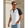 Runcati Mens Henley Shirts Raglan Short Sleeve Casual Baseball Tees Summer Classic Color Block Workout T- Shirts(White)