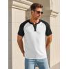 Runcati Mens Henley Shirts Raglan Short Sleeve Casual Baseball Tees Summer Classic Color Block Workout T- Shirts(White)