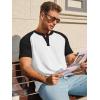 Runcati Mens Henley Shirts Raglan Short Sleeve Casual Baseball Tees Summer Classic Color Block Workout T- Shirts(White)