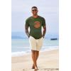 Runcati Mens Short Sleeve T-Shirts Crew Neck Casual Shirt Summer Beach Palm Tree Vintage Hawaiian Tees(Army Green)