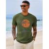 Runcati Mens Short Sleeve T-Shirts Crew Neck Casual Shirt Summer Beach Palm Tree Vintage Hawaiian Tees(Army Green)