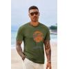 Runcati Mens Short Sleeve T-Shirts Crew Neck Casual Shirt Summer Beach Palm Tree Vintage Hawaiian Tees(Army Green)