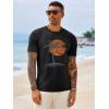 Runcati Mens Short Sleeve T-Shirts Crew Neck Casual Shirt Summer Beach Palm Tree Vintage Hawaiian Tees(Black)