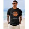 Runcati Mens Short Sleeve T-Shirts Crew Neck Casual Shirt Summer Beach Palm Tree Vintage Hawaiian Tees(Black)