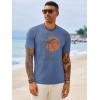 Runcati Mens Short Sleeve T-Shirts Crew Neck Casual Shirt Summer Beach Palm Tree Vintage Hawaiian Tees(Blue)