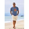 Runcati Mens Short Sleeve T-Shirts Crew Neck Casual Shirt Summer Beach Palm Tree Vintage Hawaiian Tees(Blue)