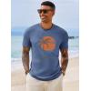 Runcati Mens Short Sleeve T-Shirts Crew Neck Casual Shirt Summer Beach Palm Tree Vintage Hawaiian Tees(Blue)
