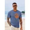 Runcati Mens Short Sleeve T-Shirts Crew Neck Casual Shirt Summer Beach Palm Tree Vintage Hawaiian Tees(Blue)