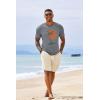 Runcati Mens Short Sleeve T-Shirts Crew Neck Casual Shirt Summer Beach Palm Tree Vintage Hawaiian Tees(Gray)