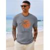 Runcati Mens Short Sleeve T-Shirts Crew Neck Casual Shirt Summer Beach Palm Tree Vintage Hawaiian Tees(Gray)
