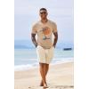 Runcati Mens Short Sleeve T-Shirts Crew Neck Casual Shirt Summer Beach Palm Tree Vintage Hawaiian Tees(Khaki)
