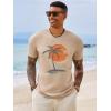 Runcati Mens Short Sleeve T-Shirts Crew Neck Casual Shirt Summer Beach Palm Tree Vintage Hawaiian Tees(Khaki)