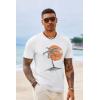 Runcati Mens Short Sleeve T-Shirts Crew Neck Casual Shirt Summer Beach Palm Tree Vintage Hawaiian Tees(White)