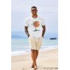 Runcati Mens Short Sleeve T-Shirts Crew Neck Casual Shirt Summer Beach Palm Tree Vintage Hawaiian Tees(White)