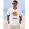 Runcati Mens Short Sleeve T-Shirts Crew Neck Casual Shirt Summer Beach Palm Tree Vintage Hawaiian Tees(White)