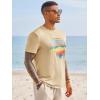 Runcati Mens Short Sleeve T-Shirts Graphic Crewneck Casual Printed Tee Summer Beach Hawaiian Vintage Shirts(Apricot)