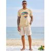 Runcati Mens Short Sleeve T-Shirts Graphic Crewneck Casual Printed Tee Summer Beach Hawaiian Vintage Shirts(Apricot)