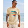 Runcati Mens Short Sleeve T-Shirts Graphic Crewneck Casual Printed Tee Summer Beach Hawaiian Vintage Shirts(Apricot)