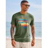 Runcati Mens Short Sleeve T-Shirts Graphic Crewneck Casual Printed Tee Summer Beach Hawaiian Vintage Shirts(Army Green)