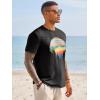 Runcati Mens Short Sleeve T-Shirts Graphic Crewneck Casual Printed Tee Summer Beach Hawaiian Vintage Shirts(Black)