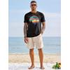 Runcati Mens Short Sleeve T-Shirts Graphic Crewneck Casual Printed Tee Summer Beach Hawaiian Vintage Shirts(Black)