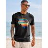 Runcati Mens Short Sleeve T-Shirts Graphic Crewneck Casual Printed Tee Summer Beach Hawaiian Vintage Shirts(Black)