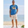 Runcati Mens Short Sleeve T-Shirts Graphic Crewneck Casual Printed Tee Summer Beach Hawaiian Vintage Shirts(Blue)