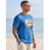 Runcati Mens Short Sleeve T-Shirts Graphic Crewneck Casual Printed Tee Summer Beach Hawaiian Vintage Shirts(Blue)