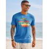 Runcati Mens Short Sleeve T-Shirts Graphic Crewneck Casual Printed Tee Summer Beach Hawaiian Vintage Shirts(Blue)