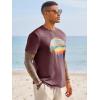 Runcati Mens Short Sleeve T-Shirts Graphic Crewneck Casual Printed Tee Summer Beach Hawaiian Vintage Shirts(Burgundy)