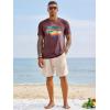 Runcati Mens Short Sleeve T-Shirts Graphic Crewneck Casual Printed Tee Summer Beach Hawaiian Vintage Shirts(Burgundy)