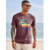 Runcati Mens Short Sleeve T-Shirts Graphic Crewneck Casual Printed Tee Summer Beach Hawaiian Vintage Shirts(Burgundy)