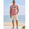 Runcati Mens Short Sleeve T-Shirts Graphic Crewneck Casual Printed Tee Summer Beach Hawaiian Vintage Shirts(Dark Pink)