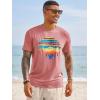 Runcati Mens Short Sleeve T-Shirts Graphic Crewneck Casual Printed Tee Summer Beach Hawaiian Vintage Shirts(Dark Pink)