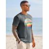 Runcati Mens Short Sleeve T-Shirts Graphic Crewneck Casual Printed Tee Summer Beach Hawaiian Vintage Shirts(Grey)